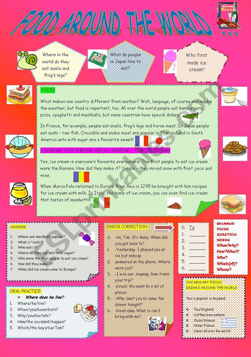 FOOD AROUND THE WORLD worksheet