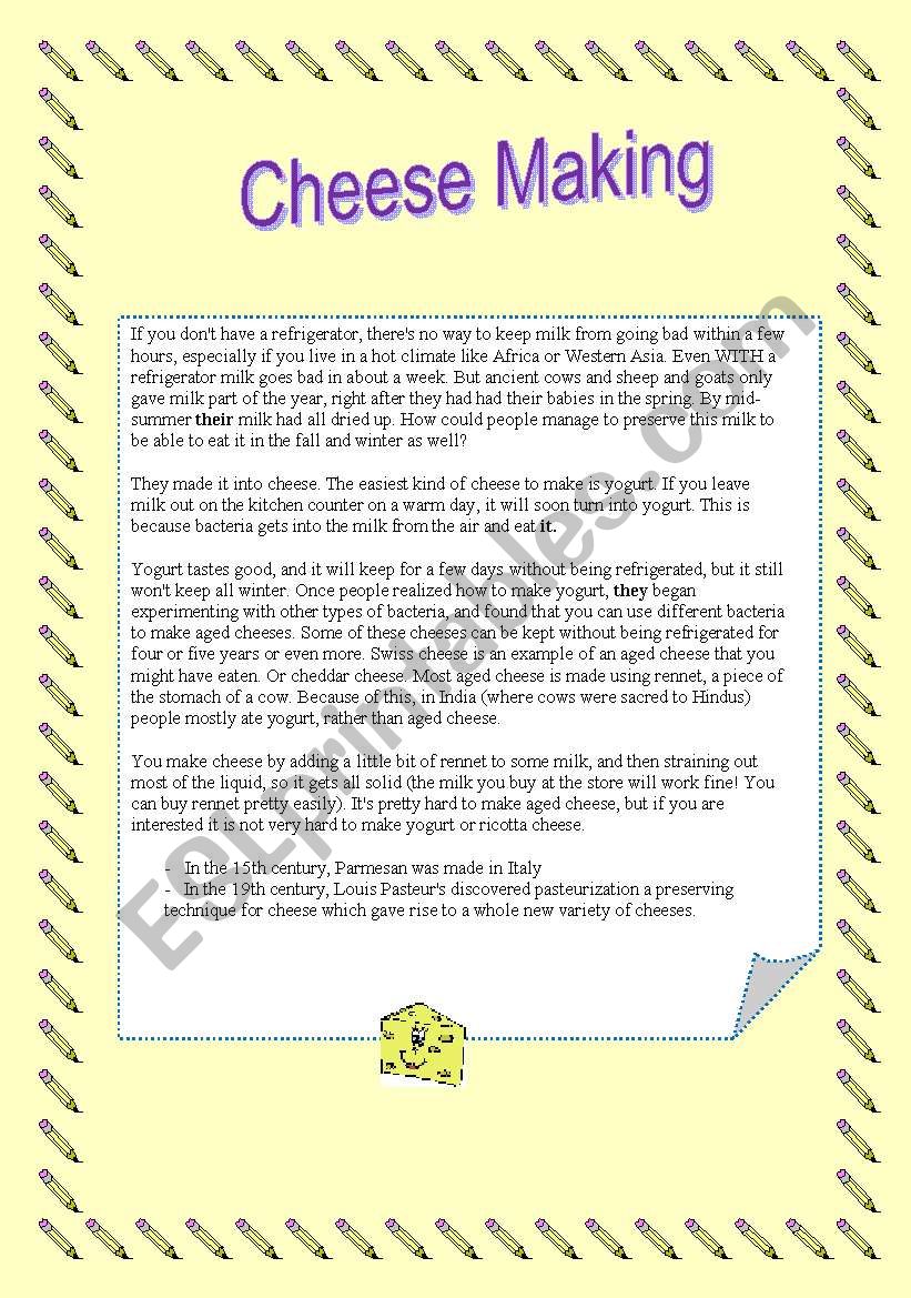 Cheesemaking worksheet
