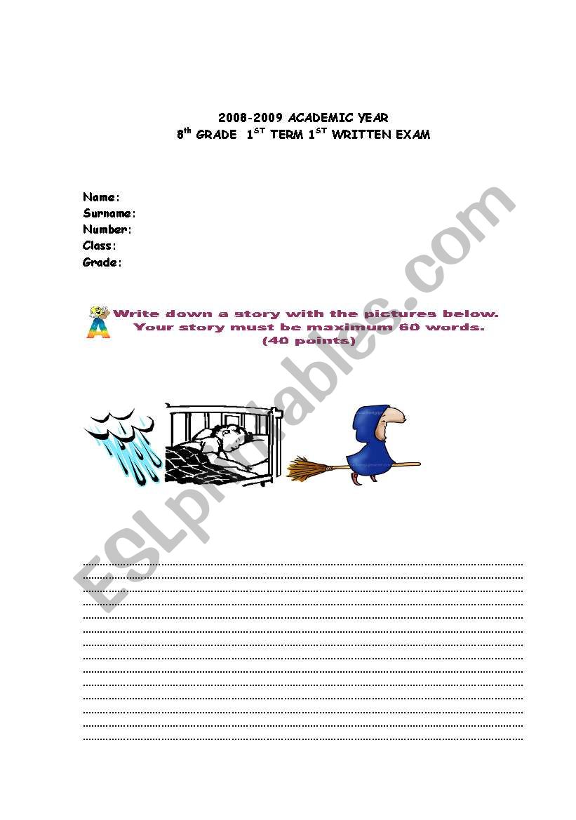 writing exam worksheet