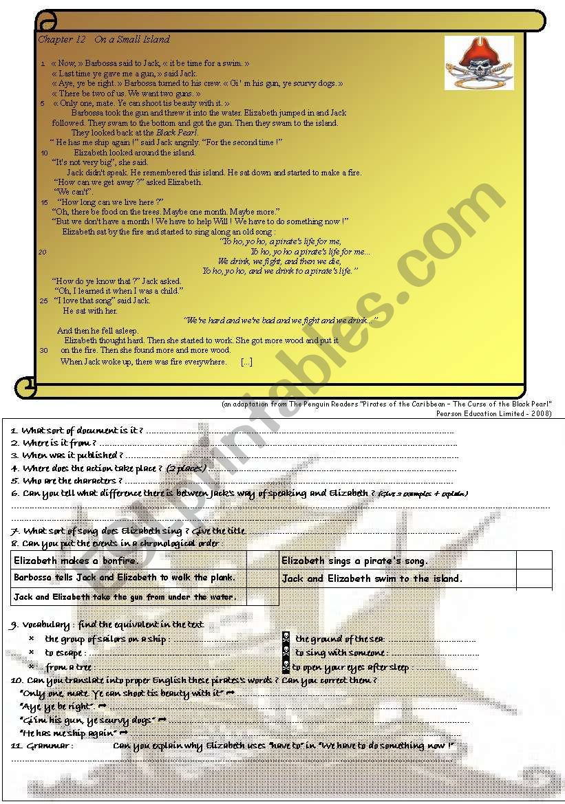 Pirates, arr ! worksheet