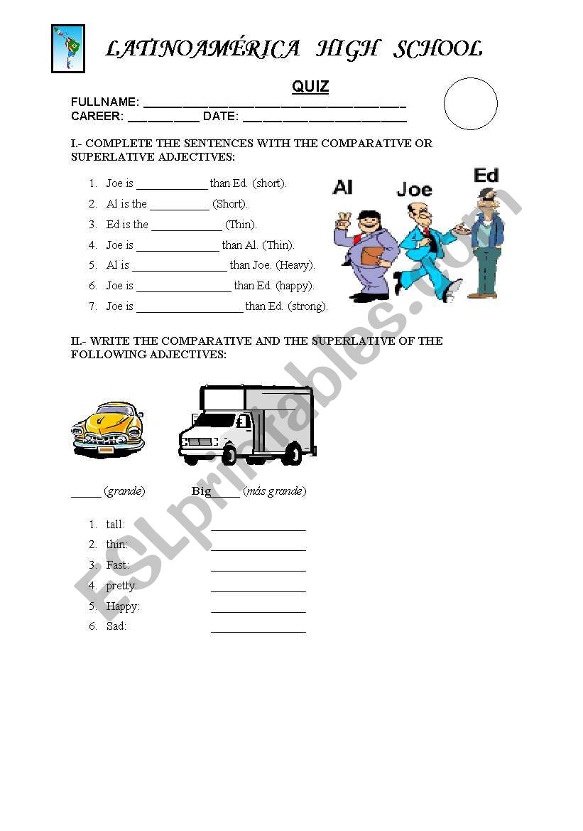 comparative and superlative worksheet