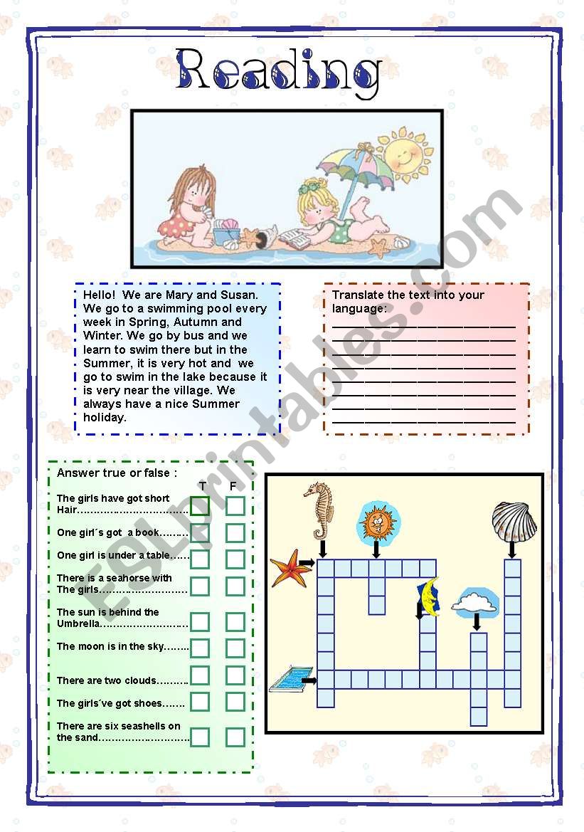 Reading worksheet