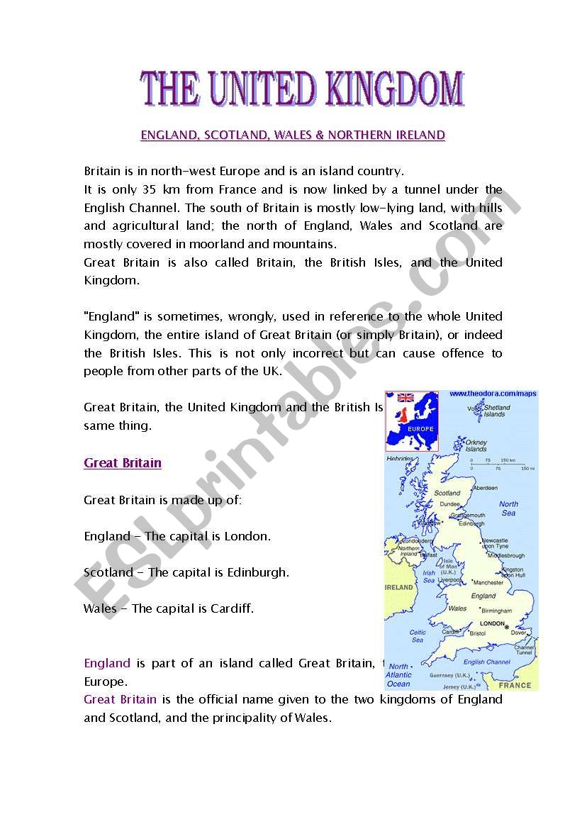 The United Kingdom worksheet