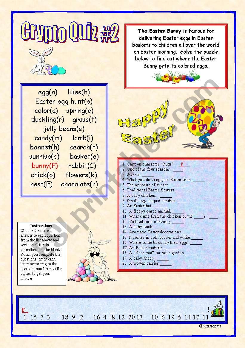 Crypto Quiz 2: Easter worksheet