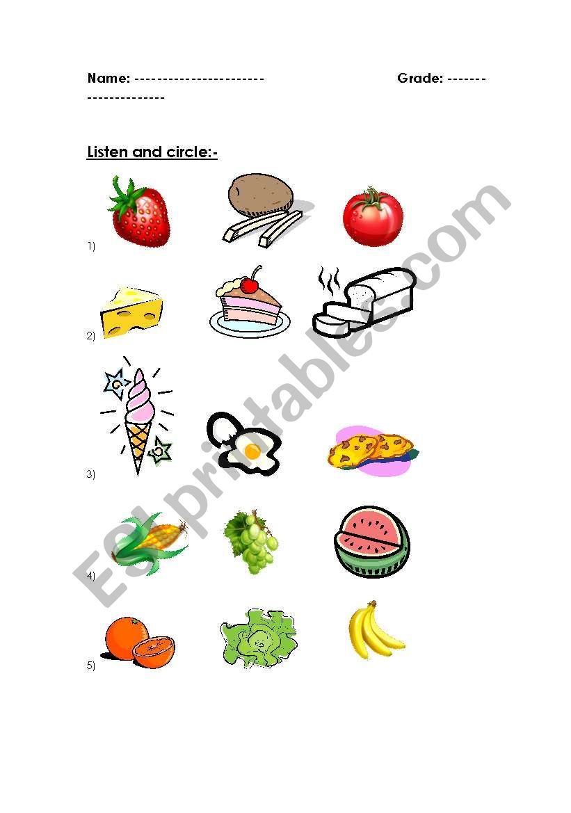 Listen and circle worksheet