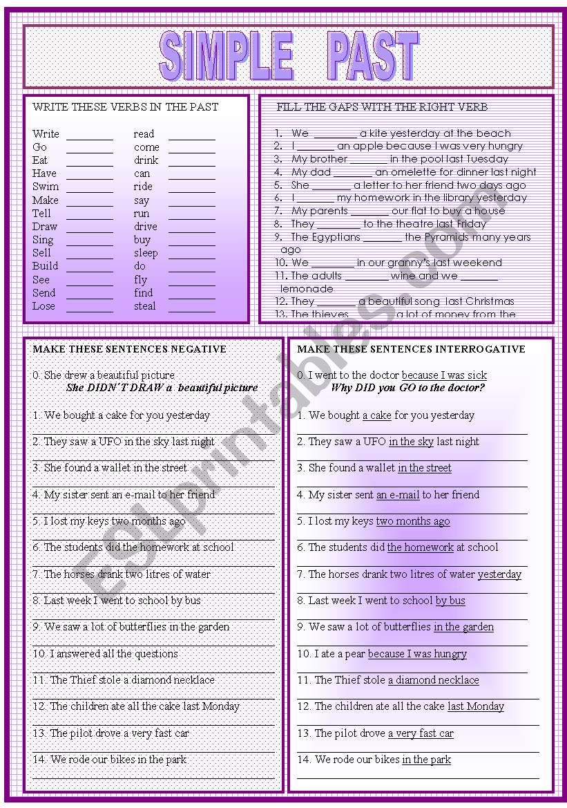 SIMPLE PAST EXERCISES worksheet