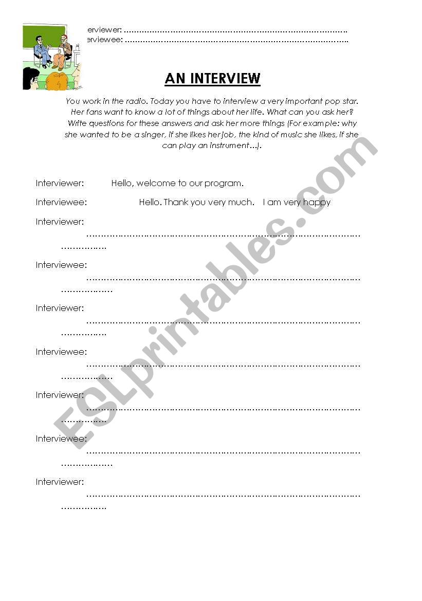 INTERVIEW MUSIC worksheet
