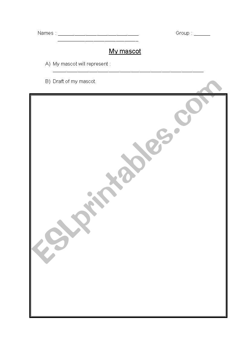 Mascots project  worksheet