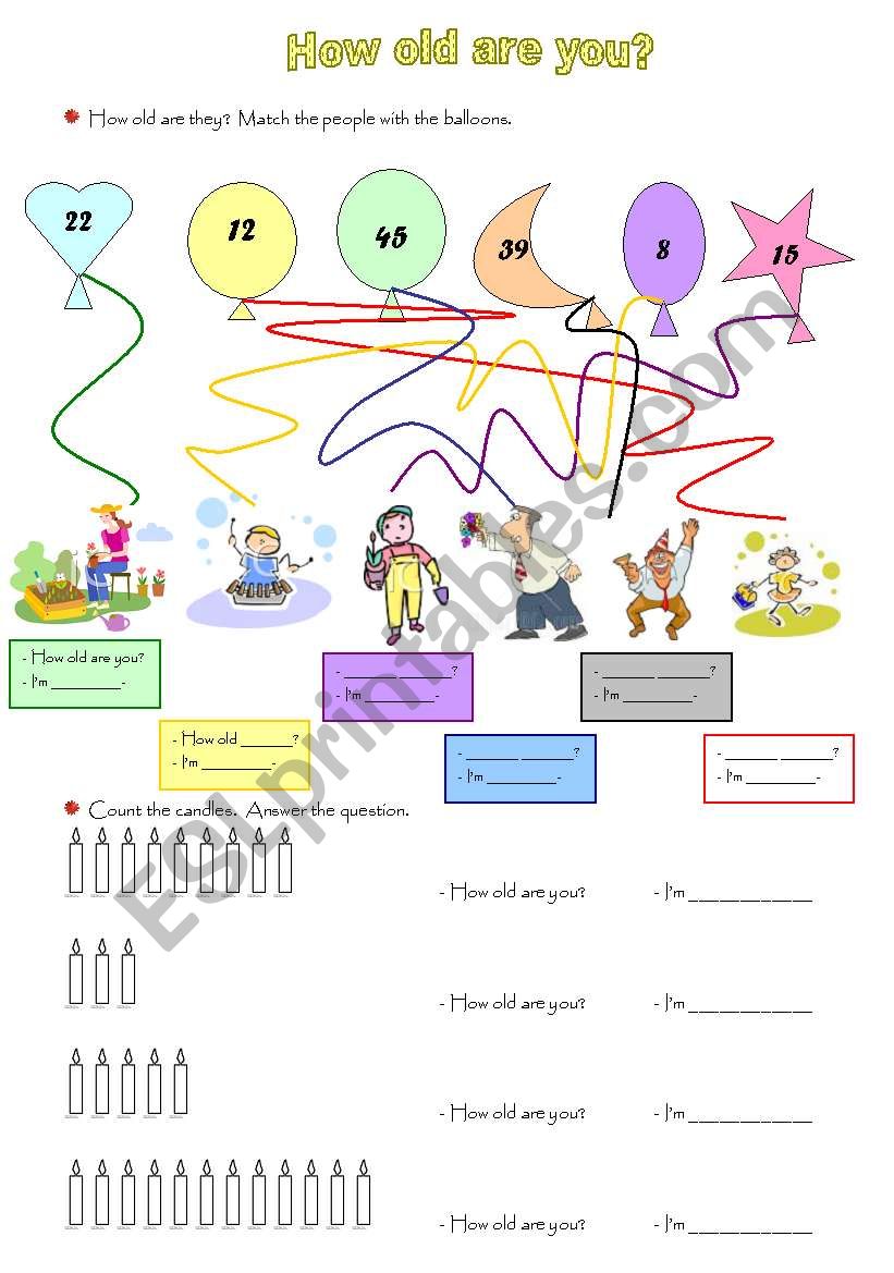 How old are you? worksheet