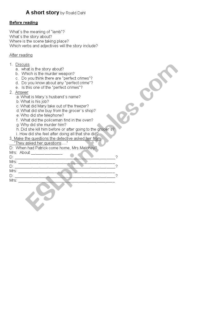 Perfect Crime worksheet