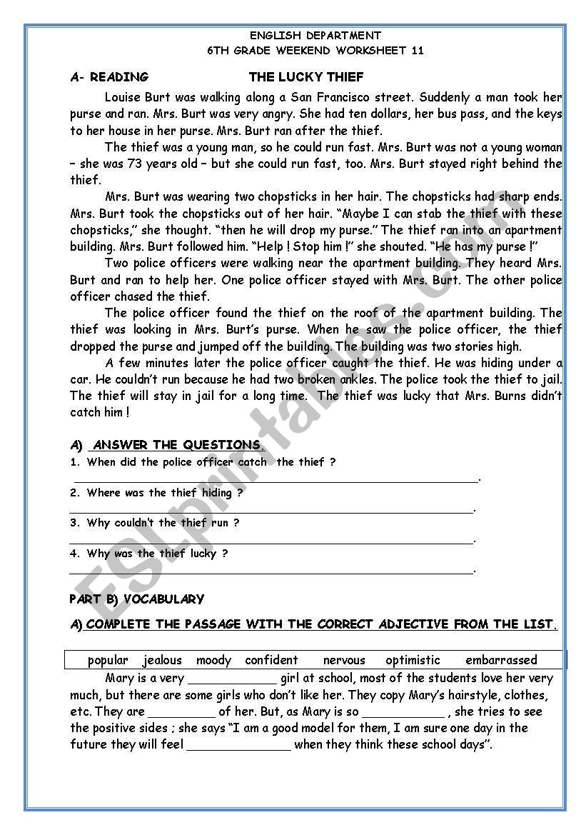 reading&writing worksheet