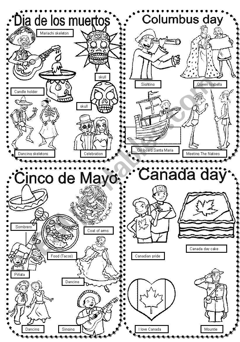 Celebrations #20 Dia de los muertos,Columbus day,Cinco de mayo Pertaining To Dia De Los Muertos Worksheet