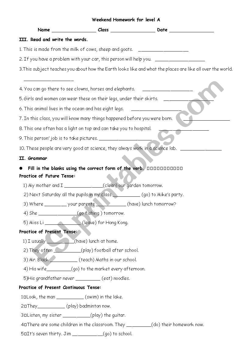 grammar practice worksheet