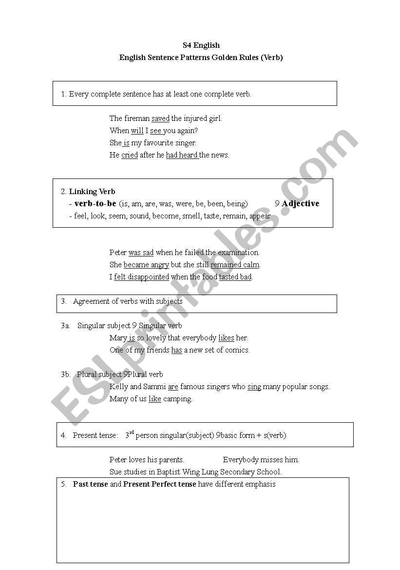 Verbs worksheet