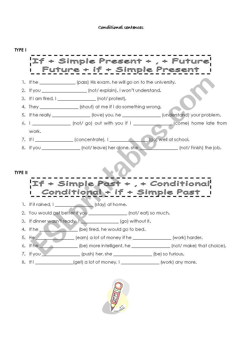 Conditionals type I, II and III