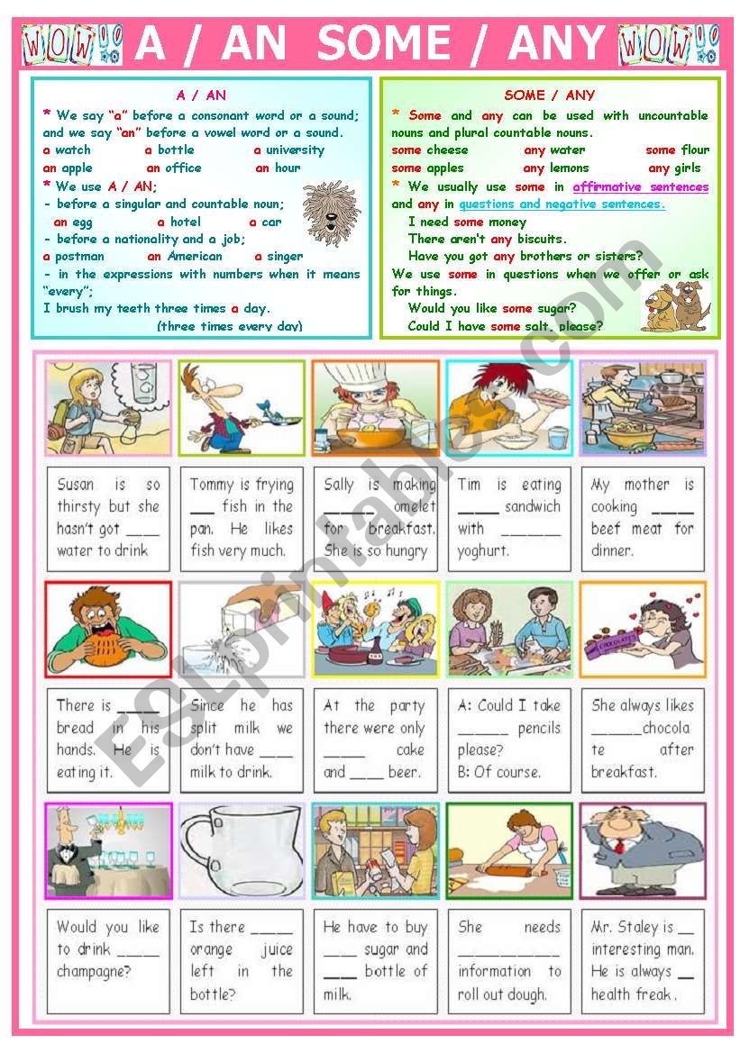 A / AN  & SOME / ANY worksheet