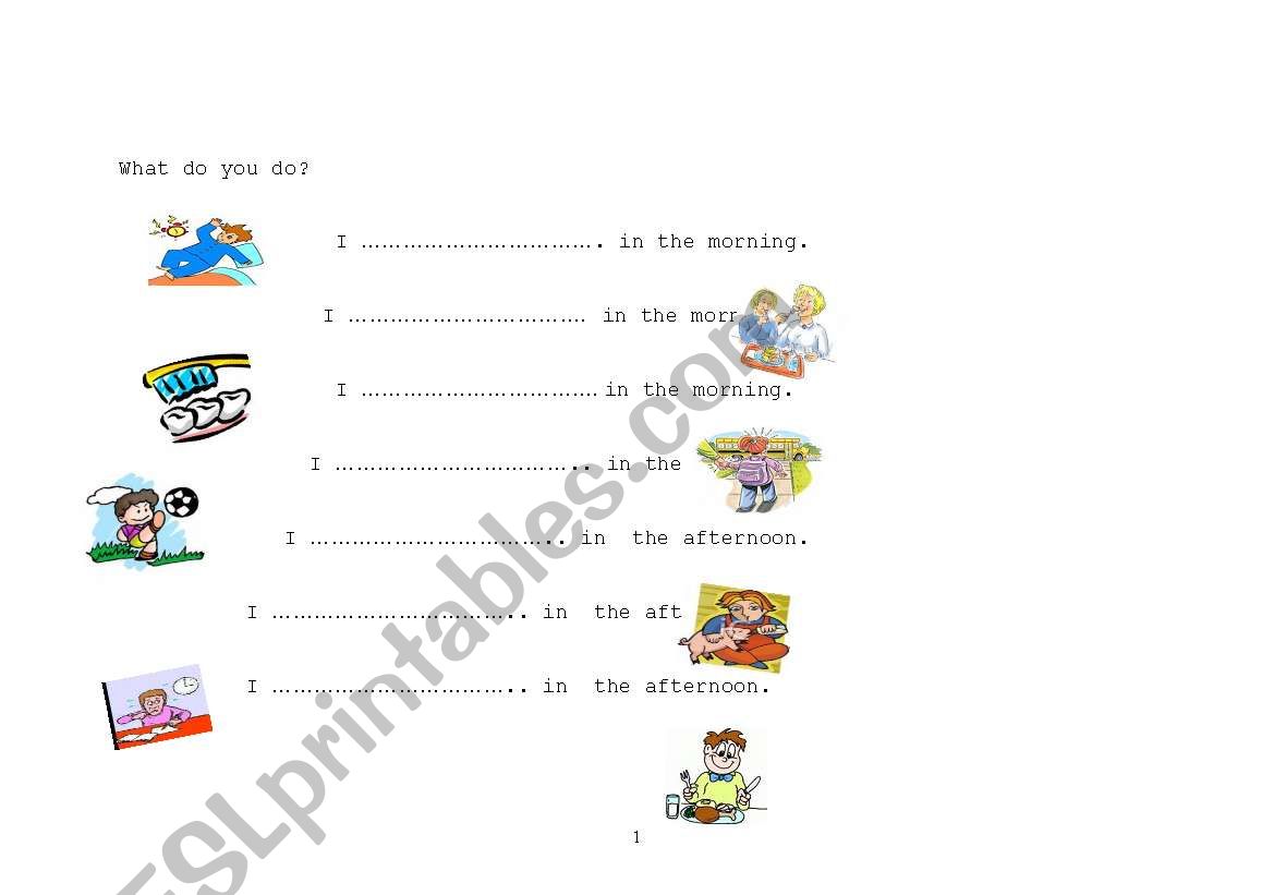 daily routines worksheet