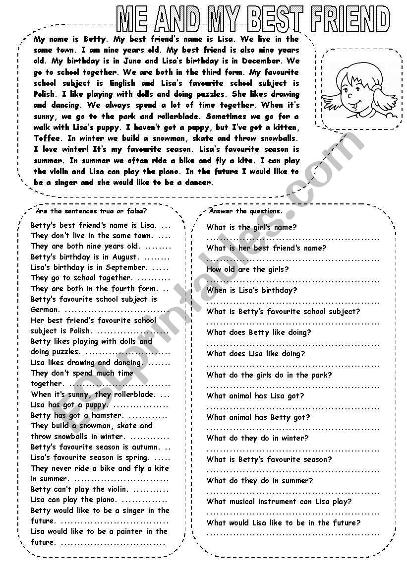 ME AND MY BEST FRIEND (1) worksheet