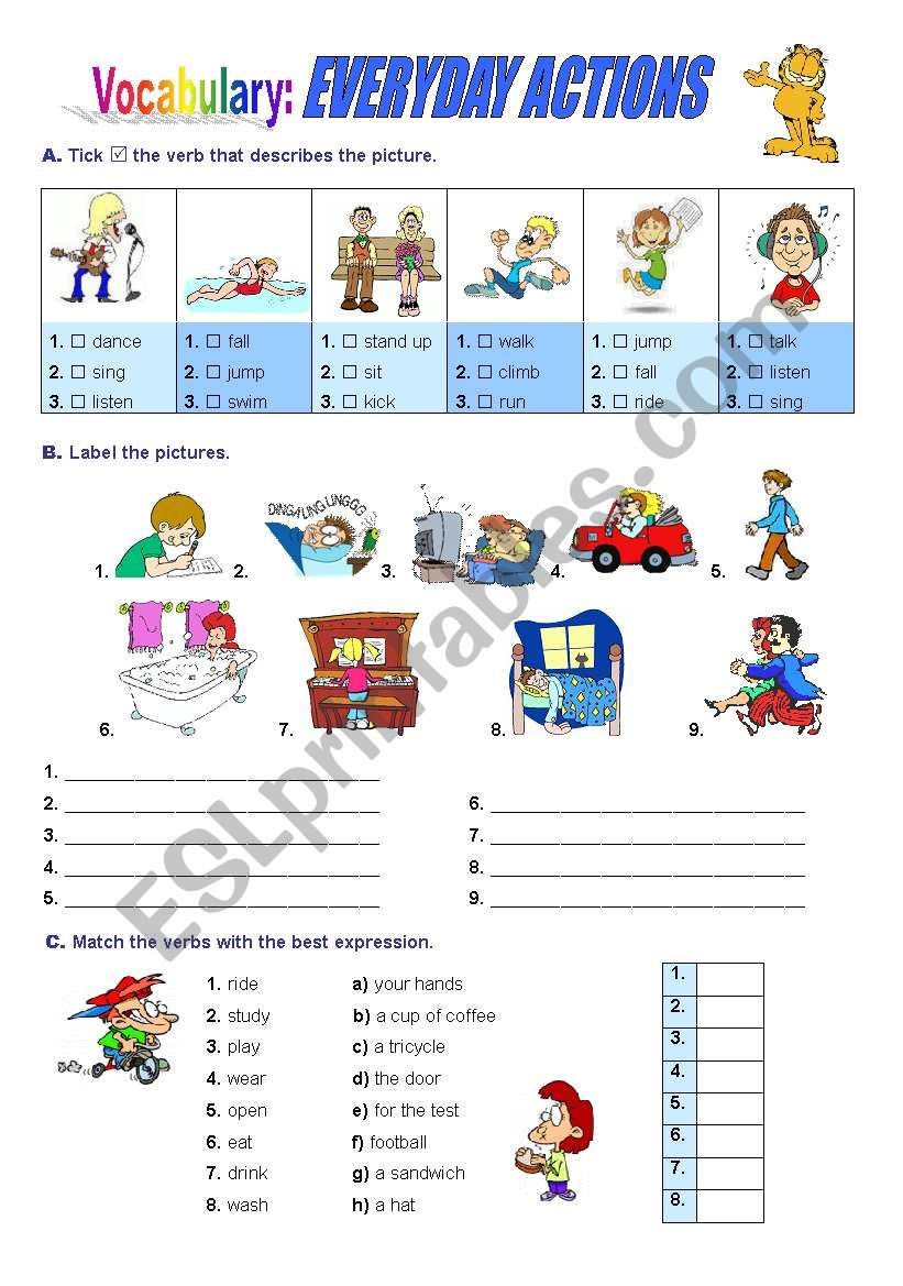 Everyday Actions worksheet