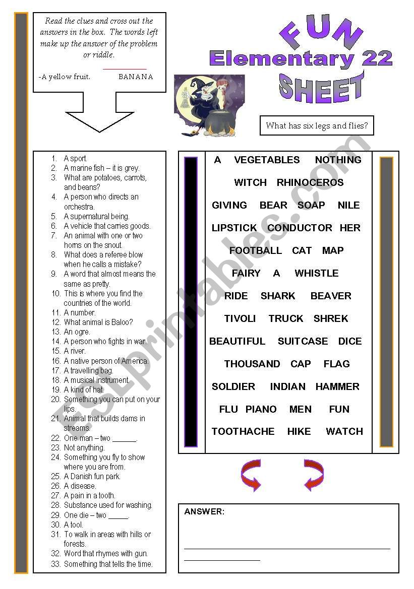 Fun Sheet Elementary 22 worksheet