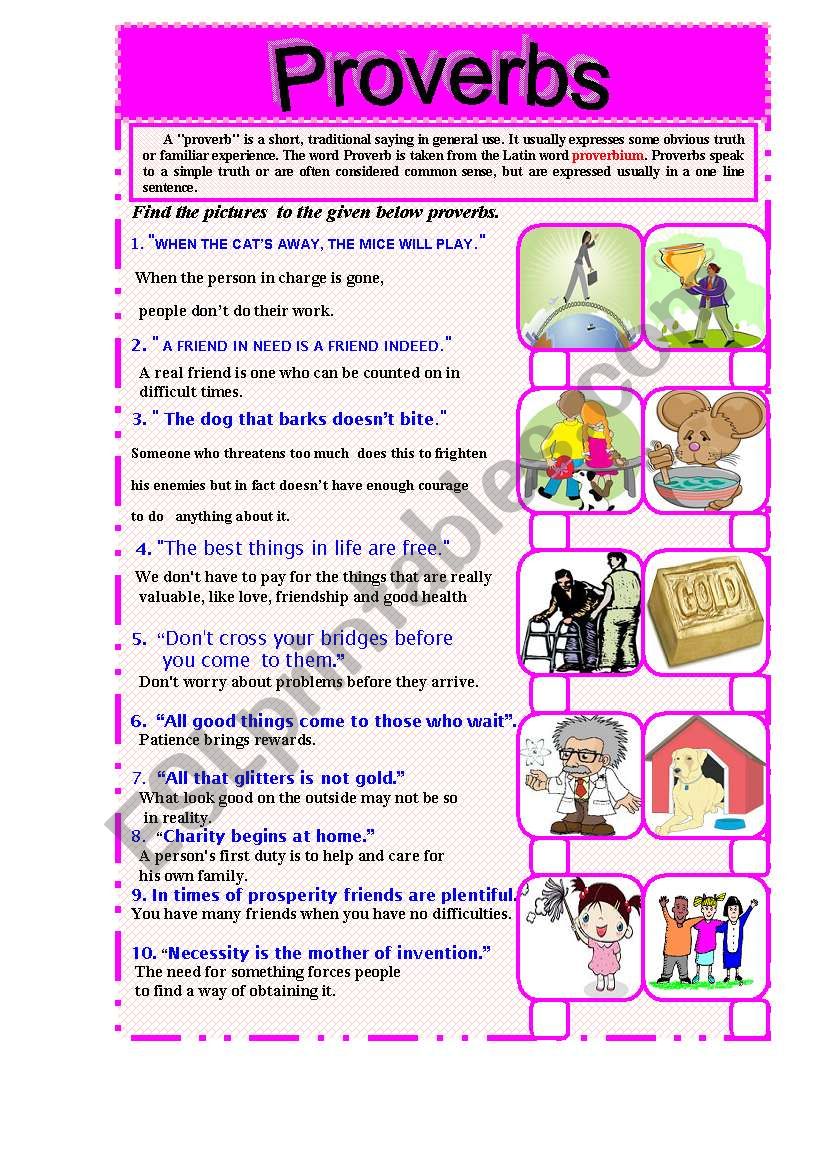 PROVERBS- the 3d part worksheet