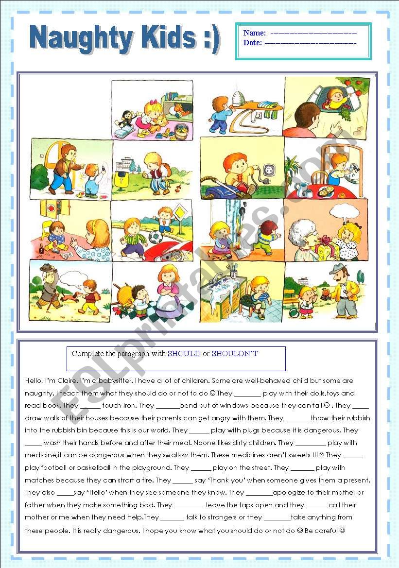 SHOULD & SHOULDNÂ´T - NAUGHTY KIDS  :)