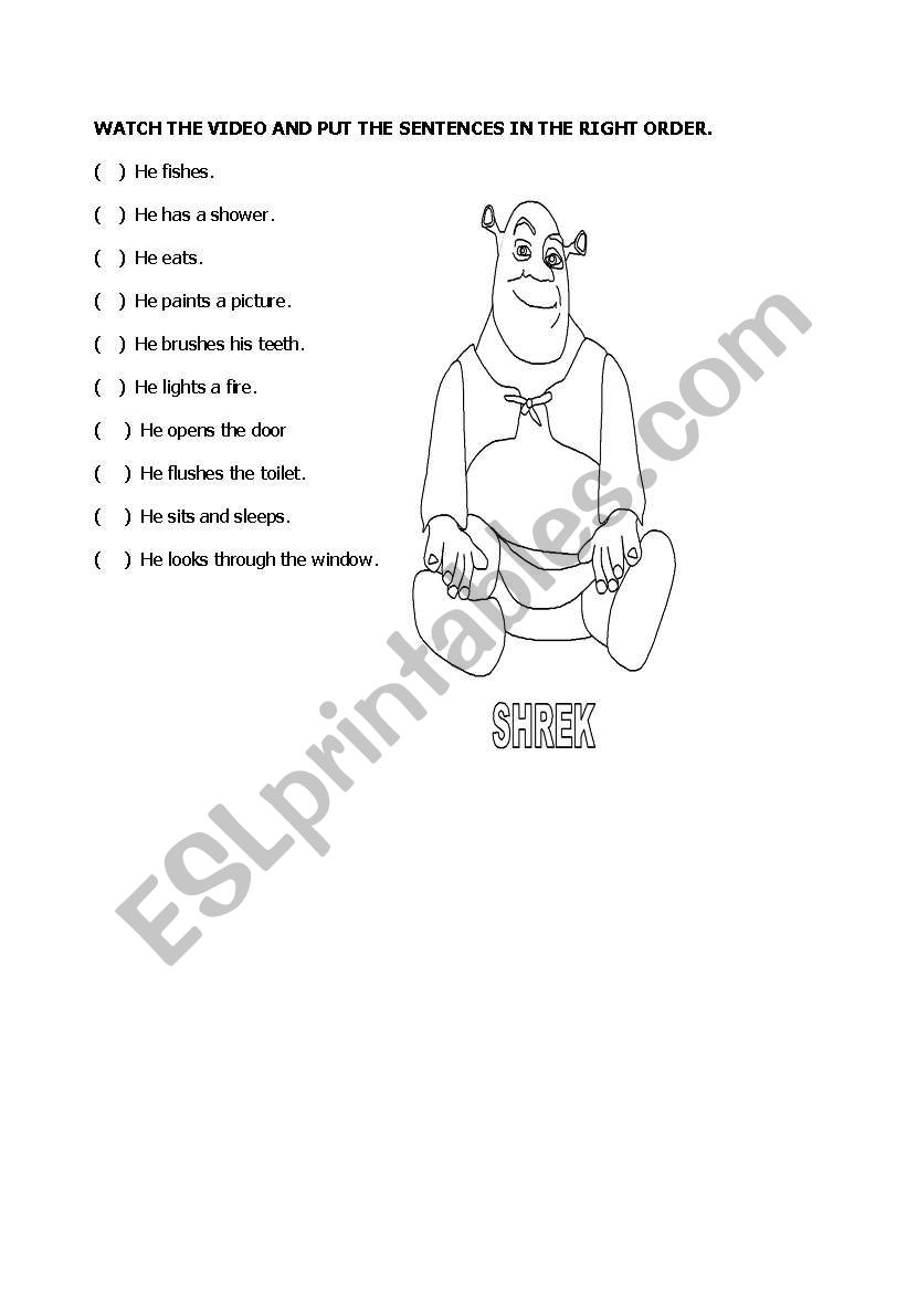 SHREK VIDEO ACTIVITY worksheet
