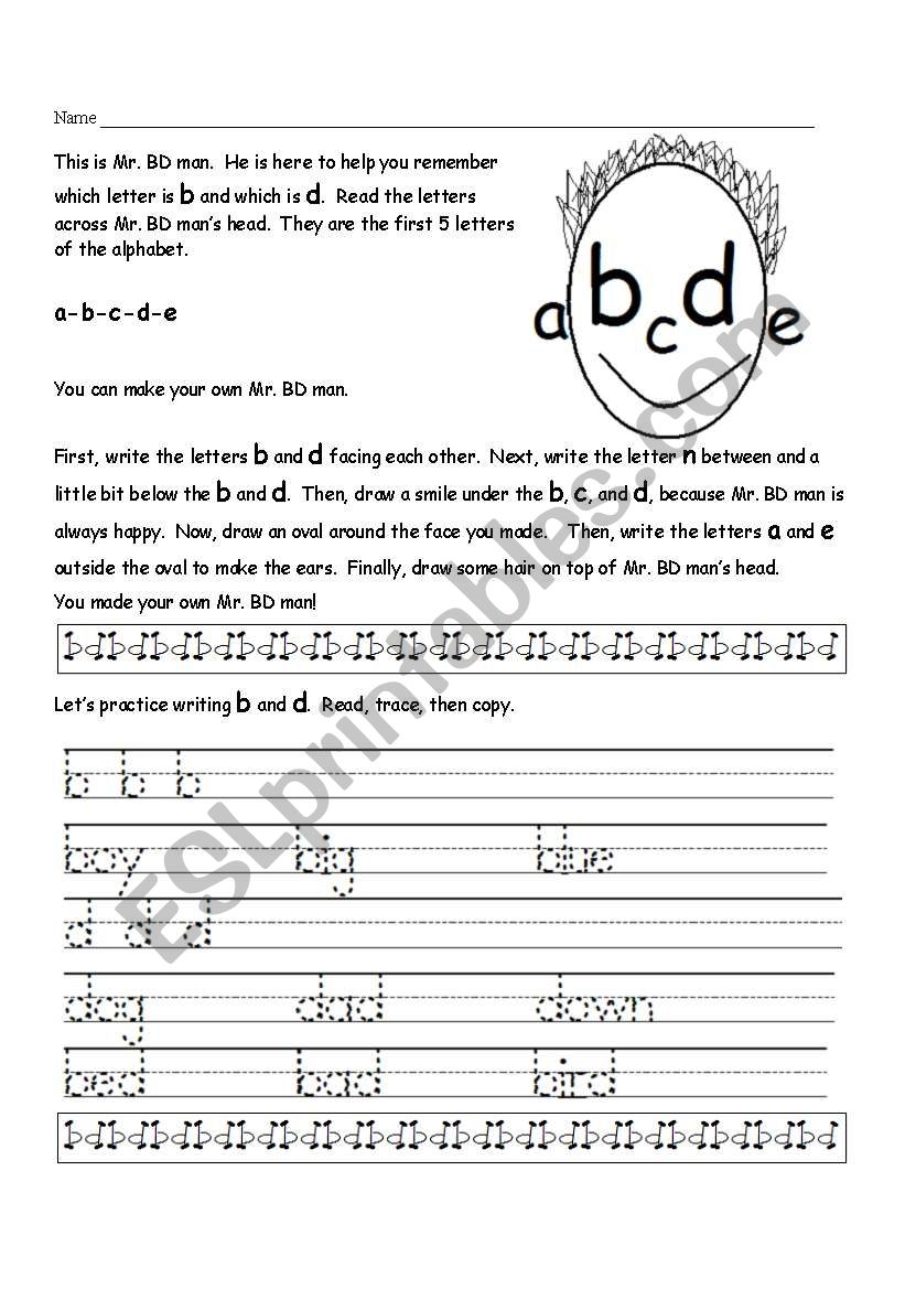 Mr. BD Man worksheet