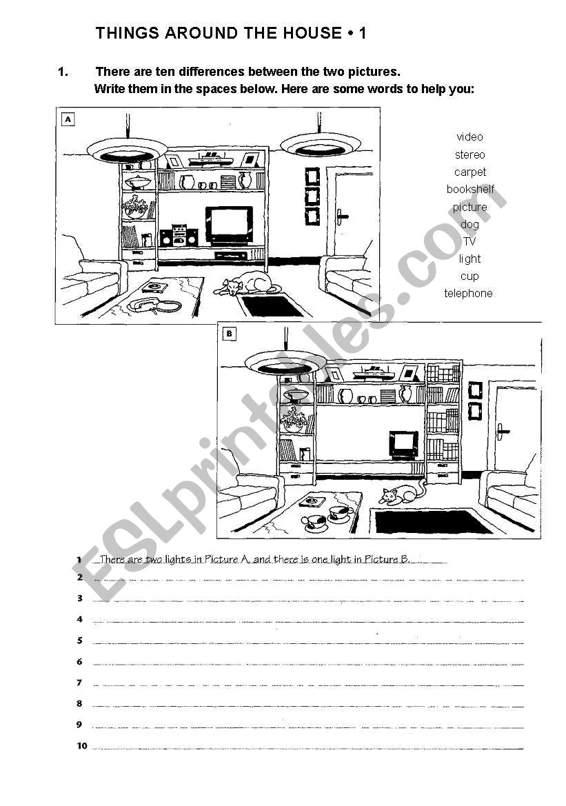 THINGS AROUND THE HOUSE worksheet