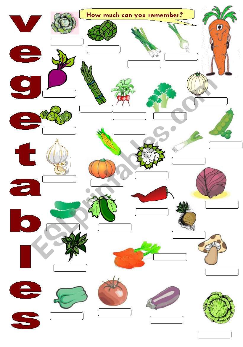 FOOD 2 - Vegetables worksheet