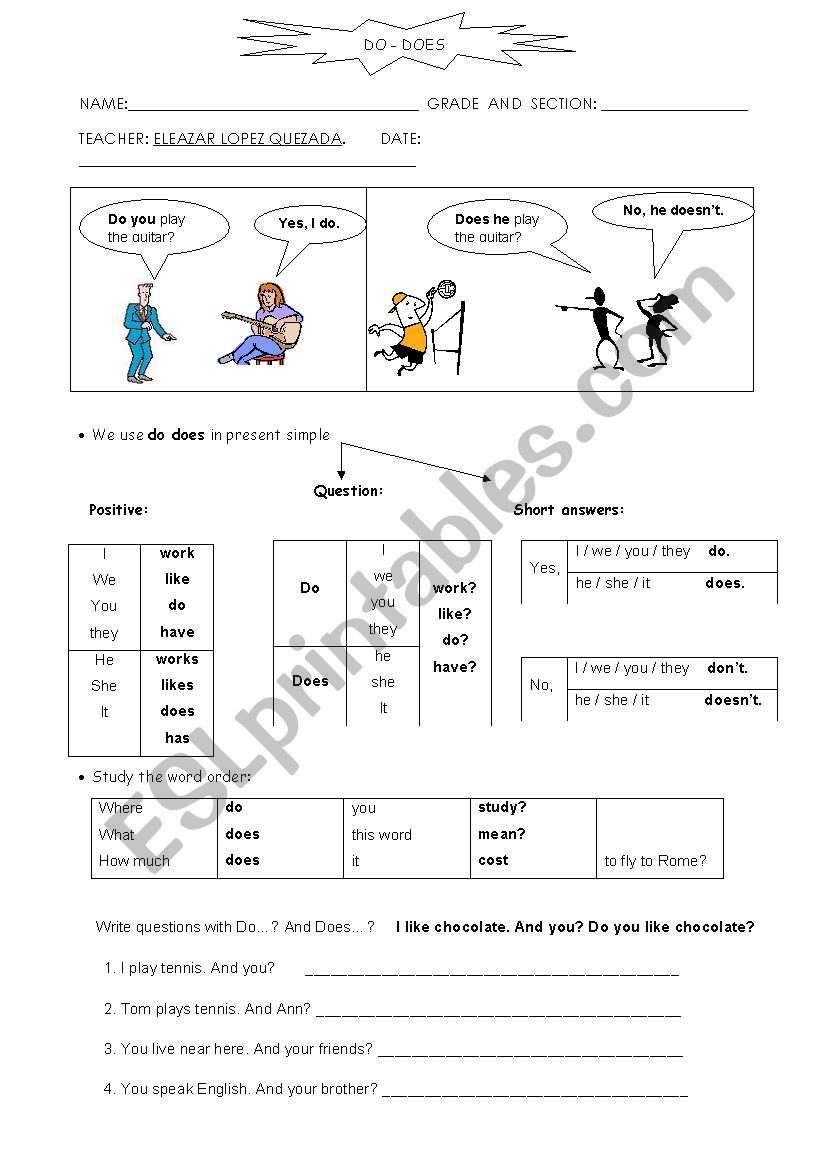 THE AUXILIARY DO / DOES worksheet