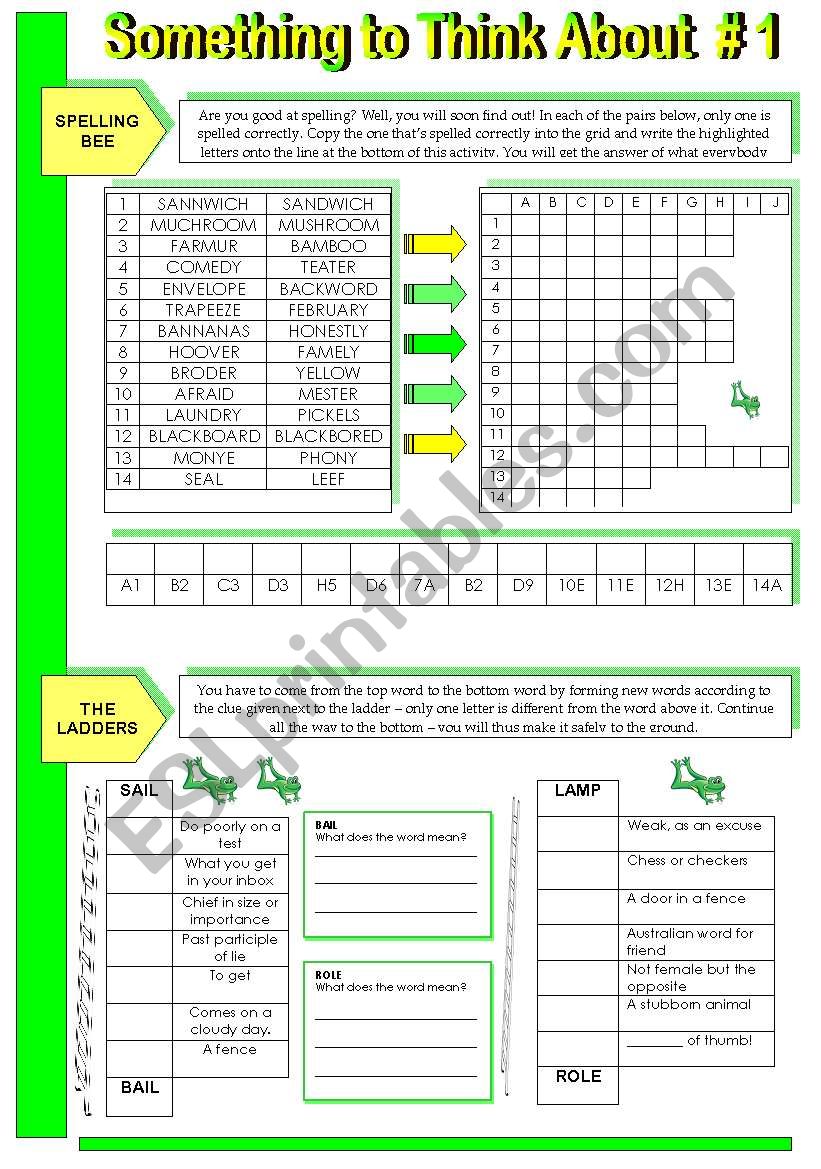 Something to Think About #1 worksheet