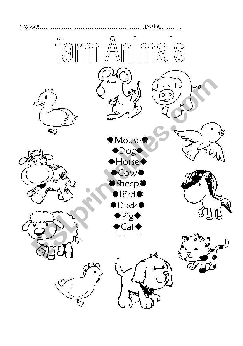 Farm animals worksheet