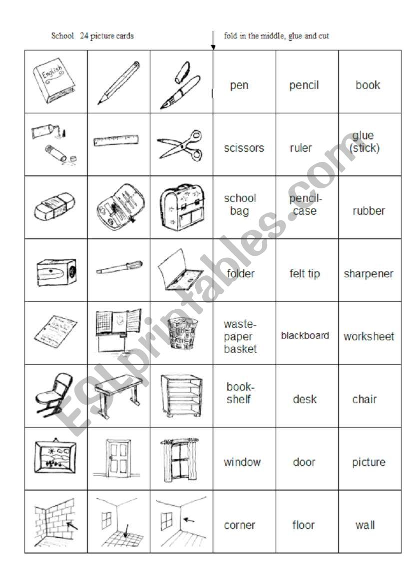 School  Picture Cards worksheet