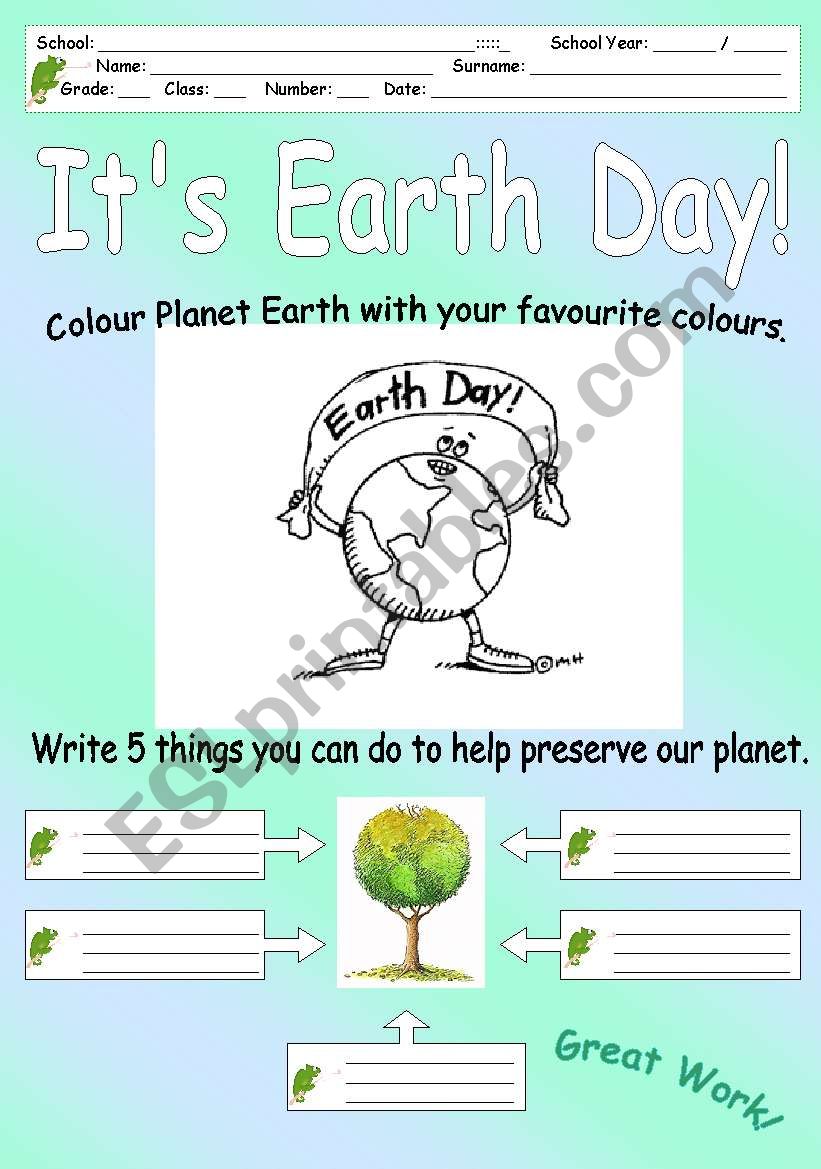 Its Earth Day! worksheet