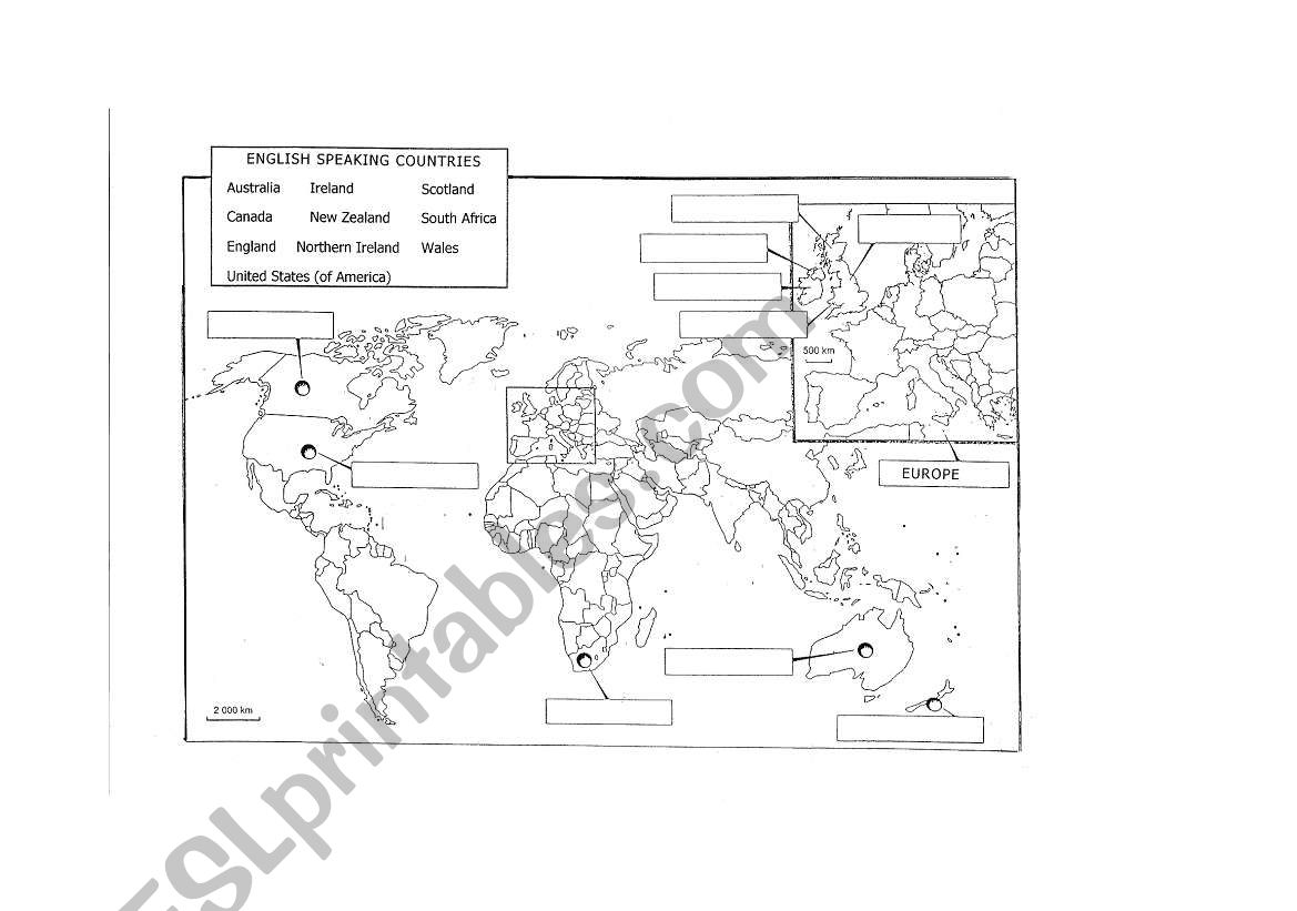 english speaking countries worksheet