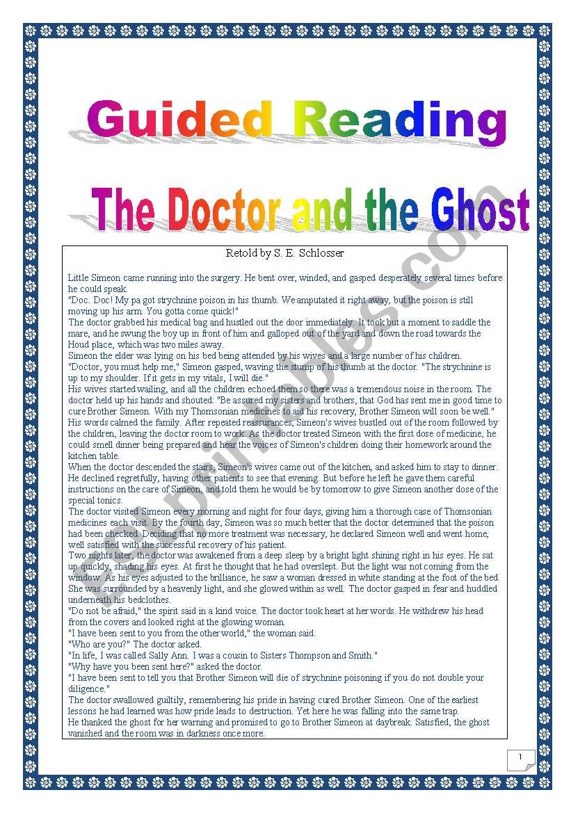 American Folklore Series: GUIDED READING & WRITING + DISCUSSION: GHOST story: COMPREHENSIVE LESSON  (printer-friendly, 5 pages, over 30 TASKS)