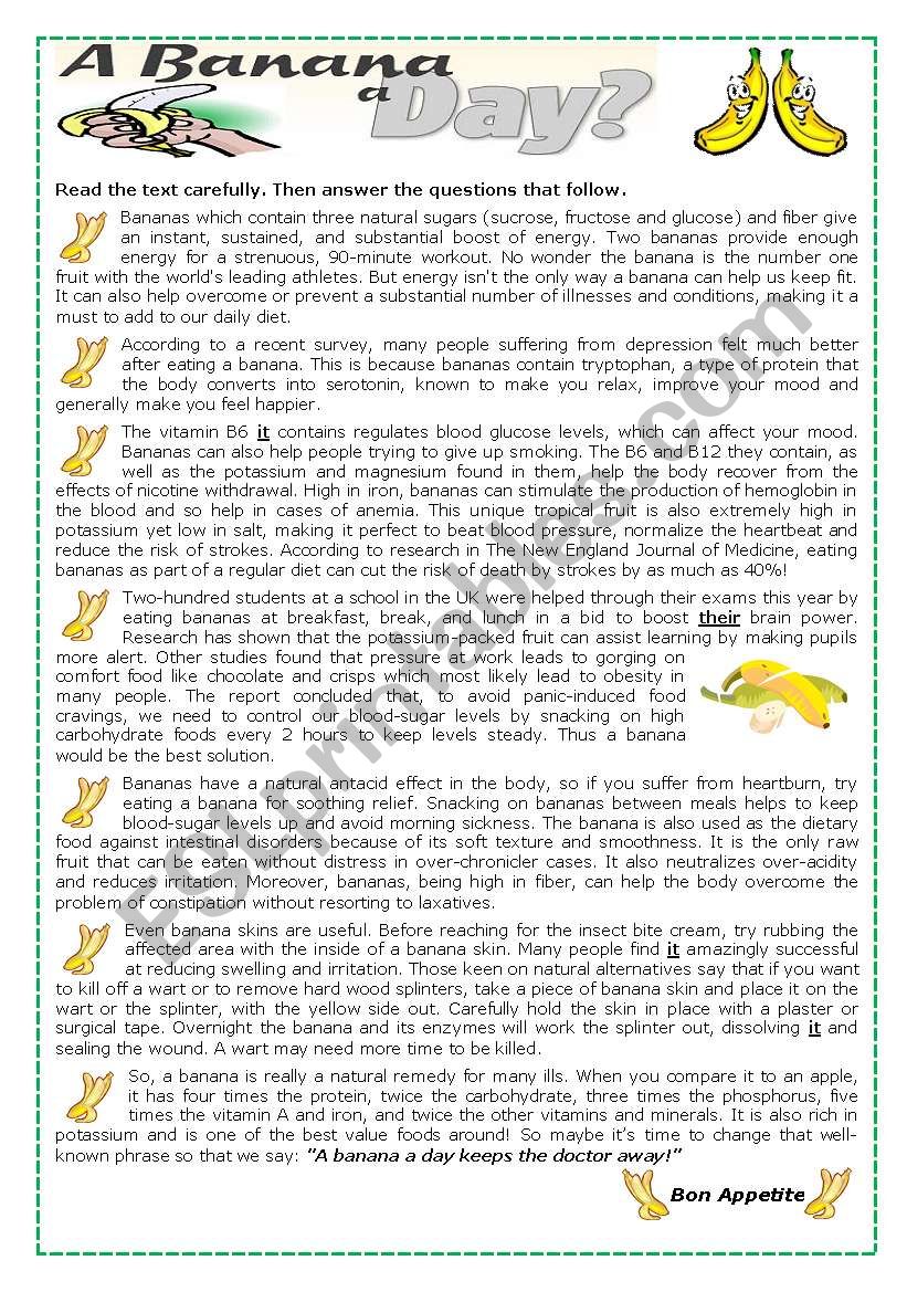 A Banana a Day worksheet