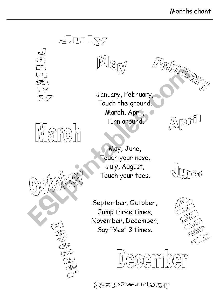 Months Chant - ESL worksheet by Sarah Salo