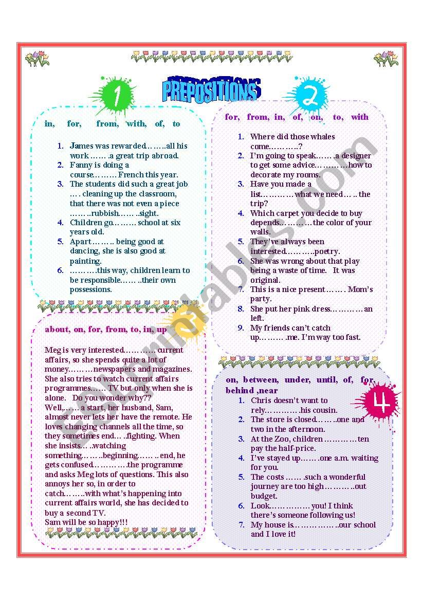 PREPOSITIONS worksheet