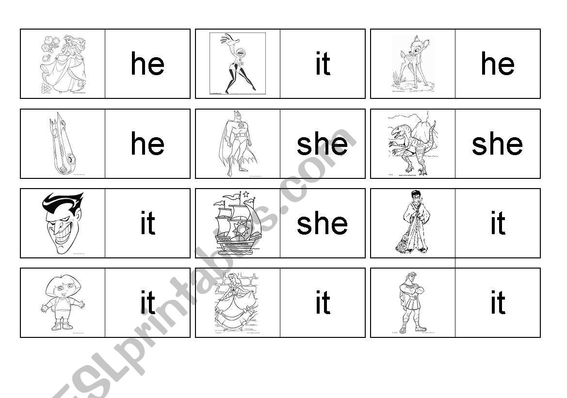Personal Pronouns Domino worksheet