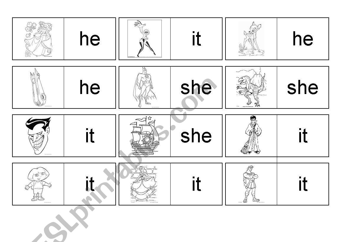 Personal Pronouns Domino worksheet