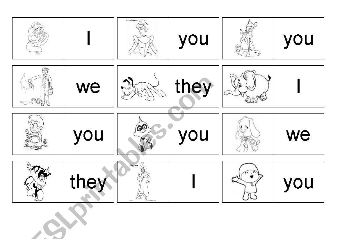 Personal Pronous Domino worksheet