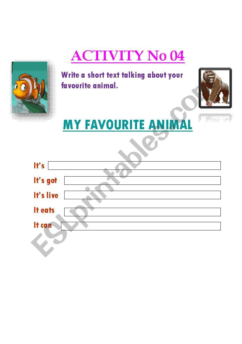 My favourite animal worksheet