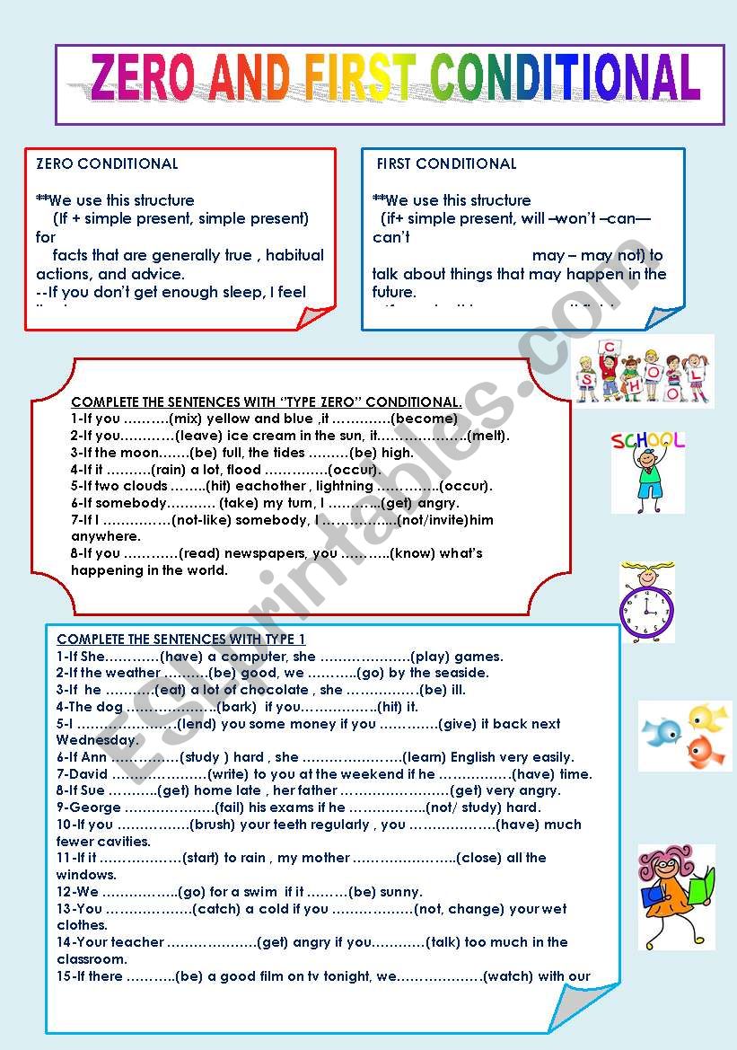 ZERO AND FIRST CONDITIONAL  worksheet