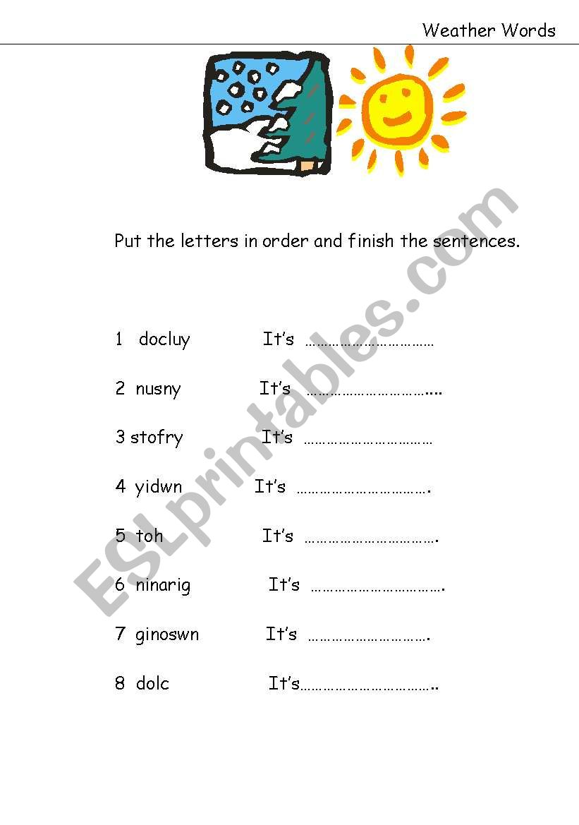 Weather words worksheet