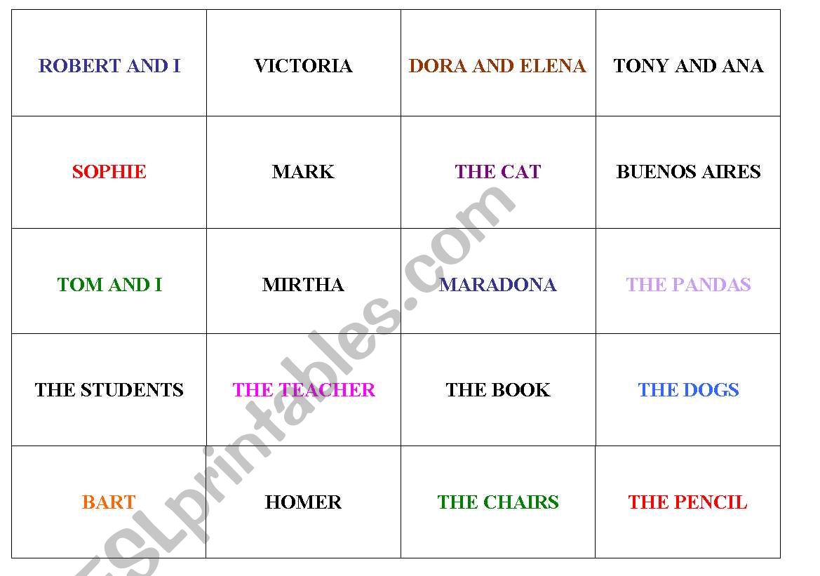 Personal Pronouns Game worksheet