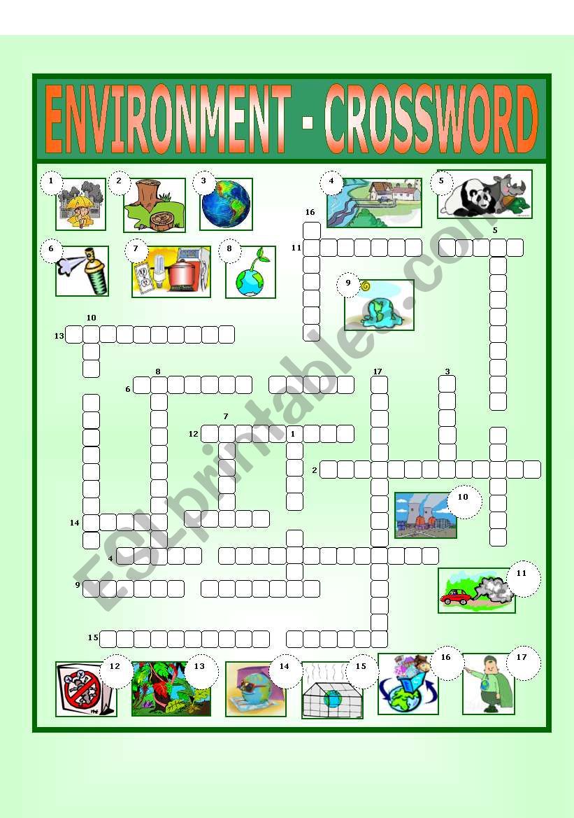 Environment - Crossword worksheet