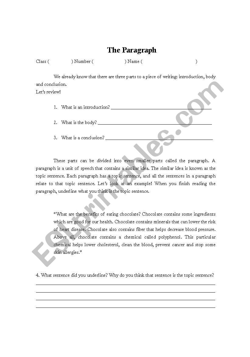 The Paragraph worksheet