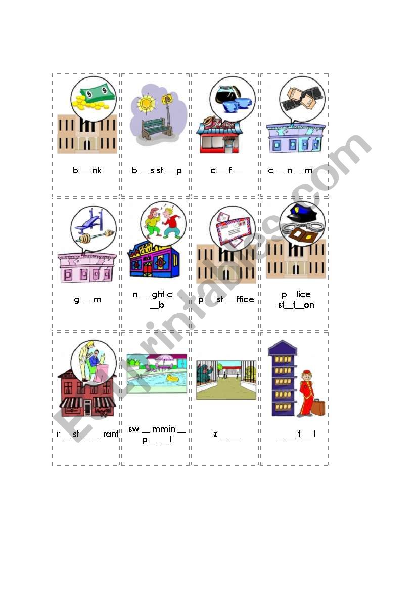 Places in town worksheet